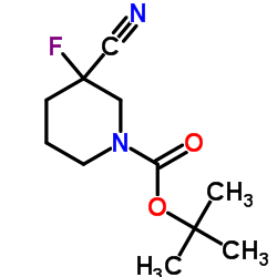 tert-butyl 3-cyano-3-fluoropiperidine-1-carboxylate结构式