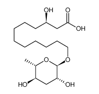 (R)-12-(((2R,3R,5R,6S)-3,5-dihydroxy-6-methyltetrahydro-2H-pyran-2-yl)oxy)-3-hydroxydodecanoic acid Structure
