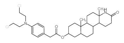 17a-Aza-D-homoandrostan-17-one, 3-(((4-(bis(2-chloroethyl)amino)phenyl)acetyl)oxy)-, (3-beta,5-alpha)- Structure