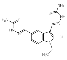 Hydrazinecarbothioamide,2,2'-[(2-chloro-1-ethyl-1H-indole-3,5-diyl)dimethylidyne]bis- (9CI) Structure