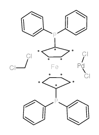 二氯[1,1'-二(联苯基膦)二茂铁]钯(II), 丙酮络合物结构式