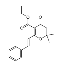 ethyl (E)-2,2-dimethyl-4-oxo-6-styryl-3,4-dihydro-2H-pyran-5-carboxylate结构式