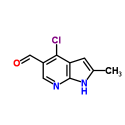 4-氯-2-甲基-1H-吡咯并[2,3-b]吡啶-5-甲醛结构式