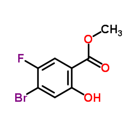 4-溴-5-氟-2-羟基苯甲酸甲酯结构式