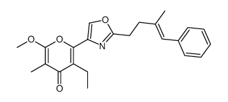 5-ethyl-2-methoxy-3-methyl-6-[2-[(E)-3-methyl-4-phenylbut-3-enyl]-1,3-oxazol-4-yl]pyran-4-one结构式