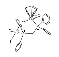 [(cyclopentadienyl)Ru((13)CO)(μ-bis(diphenylphosphino)methane)(μ-I)PtI2]结构式
