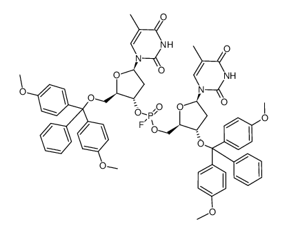 3',5'-O,O-bis(dimethoxytrityl)-dithymidilyl-3',5'-phosphorofluoridate Structure