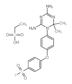 4-[4-(4,6-diamino-2,2-dimethyl-1,3,5-triazin-1-yl)phenoxy]benzenesulfonyl fluoride; ethanesulfonic acid结构式
