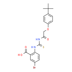 5-BROMO-2-[[[[[5-METHYL-2-(1-METHYLETHYL)PHENOXY]ACETYL]AMINO]THIOXOMETHYL]AMINO]-BENZOIC ACID结构式