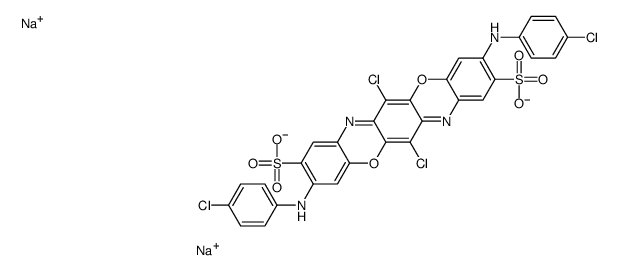 6,13-二氯-3,10-二[(4-氯苯基)氨基]-2,9-三酚二嗪二磺酸二钠结构式