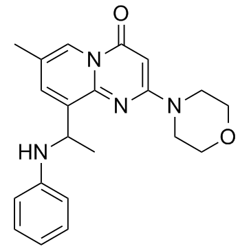 7-甲基-2-(吗啉-4-基)-9-[1-(苯氨基)乙基]吡啶并[1,2-a]嘧啶-4-酮结构式