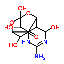 3-Amino-5,9,12,13-tetrahydroxy-8,10-dioxa-2,4-diazatetracyclo[7.3.1.17,11.01,6]tetradec-3-en-14-one结构式