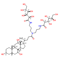 (3a,5b,7a,12a)-N,N-双[3-(D-葡萄糖酰氨基)丙基]-3,7,12-三羟基胆甾烷-24-胺结构式