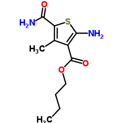 Butyl 2-amino-5-carbamoyl-4-methyl-3-thiophenecarboxylate结构式