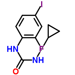 1-cyclopropyl-3-(2-fluoro-4-iodophenyl)urea structure