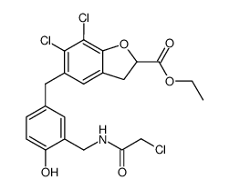 ethyl 6,7-dichloro-2,3-dihydro-5-<3-<(chloroacetamido)methyl>-4-hydroxybenzyl>-2-benzofurancarboxylate结构式