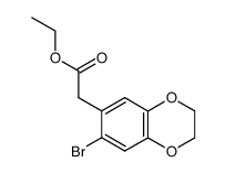 (7-bromo-2,3-dihydro-benzo[1,4]dioxin-6-yl)-acetic acid ethyl ester Structure