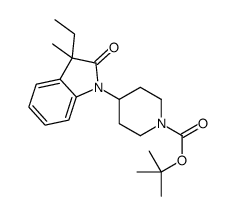 4-(3-乙基-3-甲基-2-氧代吲哚啉-1-基)哌啶-1-羧酸叔丁酯结构式