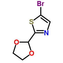 5-溴-2-(1,3-二氧戊环-2-基)-1,3-噻唑结构式
