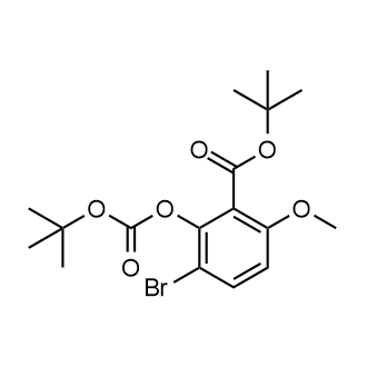 3-溴-2-((叔丁氧基羰基)氧基)-6-甲氧基苯甲酸叔丁酯结构式