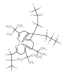 三(6,6,7,7,7,8,8,8,8-七氟-2,2-二甲基-3,5-辛二酸酯)镧(III)结构式
