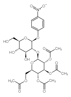 4-硝基苯基-2-O-(2,3,4,6-四-乙酰基-β-D-吡喃葡萄糖苷)-β-D-吡喃葡萄糖苷结构式