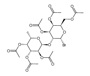 (2S,3S,4R,5R,6S)-2-(((2R,3R,4S,5S,6R)-4,5-diacetoxy-6-(acetoxymethyl)-2-bromotetrahydro-2H-pyran-3-yl)oxy)-6-methyltetrahydro-2H-pyran-3,4,5-triyl triacetate结构式