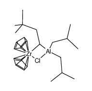 ab-bis(cyclopentadienyl)-c-(μ-chloro)-d-(μ-neohexylidene)-ef-diisobutylzirconium(IV)aluminium Structure