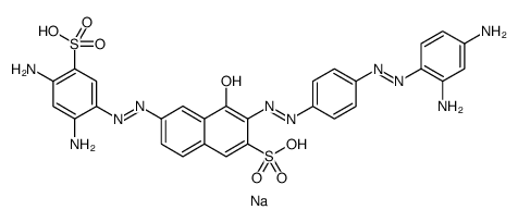 2-Naphthalenesulfonic acid, 3-[2-[4-[2-(2,4-diaminophenyl)diazenyl]phenyl]diazenyl]-6-[2-(2,4-diamino-5-sulfophenyl)diazenyl]-4-hydroxy-, disodium salt Structure