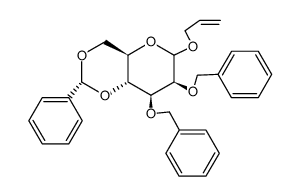 Allyl 2,3-Bis-O-(phenylmethyl)-4,6-(phenylmethylene)-D-mannopyranoside结构式