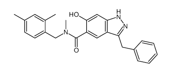5-[N-(2,4-dimethylbenzyl)-N-methylaminocarbonyl]-3-benzyl-6-hydroxy-1H-indazole Structure