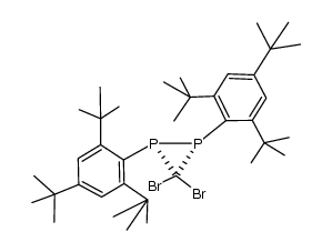 1,2-bis(2,4,6-tri-tert-butylphenyl)3,3-dibromo diphosphirane Structure