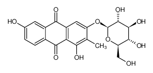 3-(beta-D-Glucopyranosyloxy)-1,6-dihydroxy-2-methyl-9,10-anthracenedione结构式