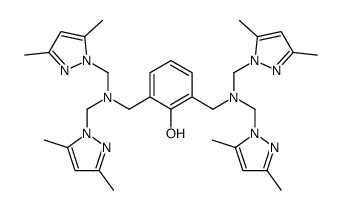 2,6-bis[[bis[(3,5-dimethylpyrazol-1-yl)methyl]amino]methyl]phenol Structure
