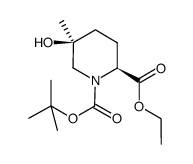 (2S,5S)-1-叔-丁基 2-乙基 5-羟基-5-甲基哌啶-1,2-二甲酸基酯结构式