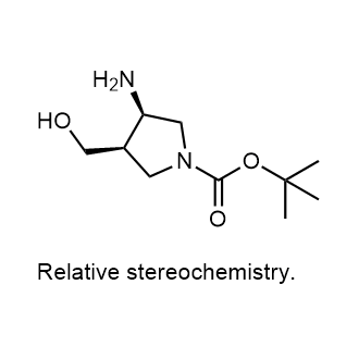 rel-(3R,4R)-3-氨基-4-(羟甲基)吡咯烷-1-羧酸叔丁基酯结构式