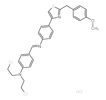 N,N-bis(2-chloroethyl)-4-[[4-[2-[(4-methoxyphenyl)methyl]-1,3-thiazol-4-yl]phenyl]iminomethyl]aniline结构式