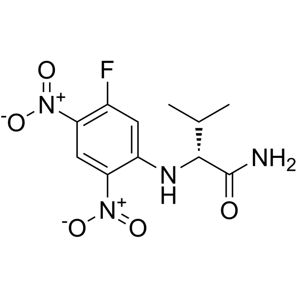Nα-(2,4-二硝基-5-氟苯基)-D-缬氨酰胺结构式