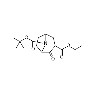 8-叔丁基3-乙基2-氧基-8-氮杂双环[3.2.1]辛烷-3,8-二羧酸酯结构式