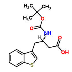 N-叔丁氧羰基-(S)-3-氨基-4-(3-苯并噻吩基)丁酸结构式