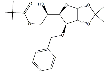 1,2-O-(1-甲基亚乙基)-3-O-(苯基甲基)-ALPHA-D-呋喃葡萄糖 6-(2,2-二甲基丙酸酯)结构式