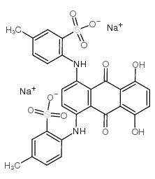 disodium 2,2'-(5,8-dihydroxy-9,10-dioxoanthracene-1,4-diyldiimino)bis(5-methylbenzenesulphonate Structure