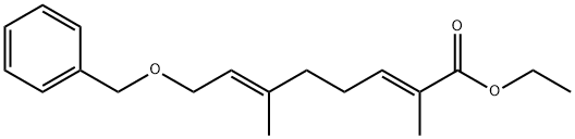 (2E,6E)-乙基8-(苄氧基)-2,6-二甲基-2,6-二烯酸酯结构式