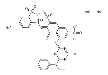 trisodium 5-[[4-chloro-6-(ethylphenylamino)-1,3,5-triazin-2-yl]amino]-4-hydroxy-3-[(2-sulphonatophenyl)azo]naphthalene-2,7-disulphonate picture