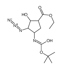 Ethyl (1R*,2R*,3R*,4S*)-3-azido-4-(tert-butoxycarbonylamino)-2-hydroxycyclopentane-carboxylate结构式