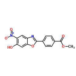 4-(5'–硝基-6'-羟基苯并噁唑-2'基)苯甲酸甲酯结构式