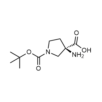 (R)-3-氨基-1-(叔丁氧基羰基)吡咯烷-3-羧酸结构式