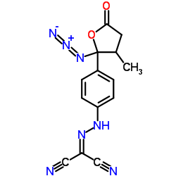 {[4-(2-Azido-3-methyl-5-oxotetrahydro-2-furanyl)phenyl]hydrazono}malononitrile Structure