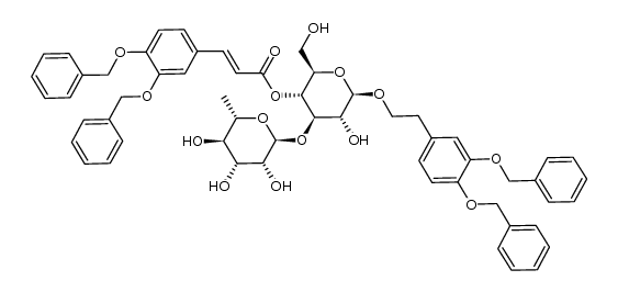 3,4-di(benzyloxy)phenethyl 3-O-(α-L-rhamnopyranosyl)-4-O-(3,4-di-O-benzylcaffeoyl)-β-D-glucopyranoside结构式