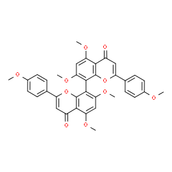 (+)-5,5',7,7'-Tetramethoxy-2,2'-bis(4-methoxyphenyl)-[8,8'-bi(4H-1-benzopyran)]-4,4'-dione结构式